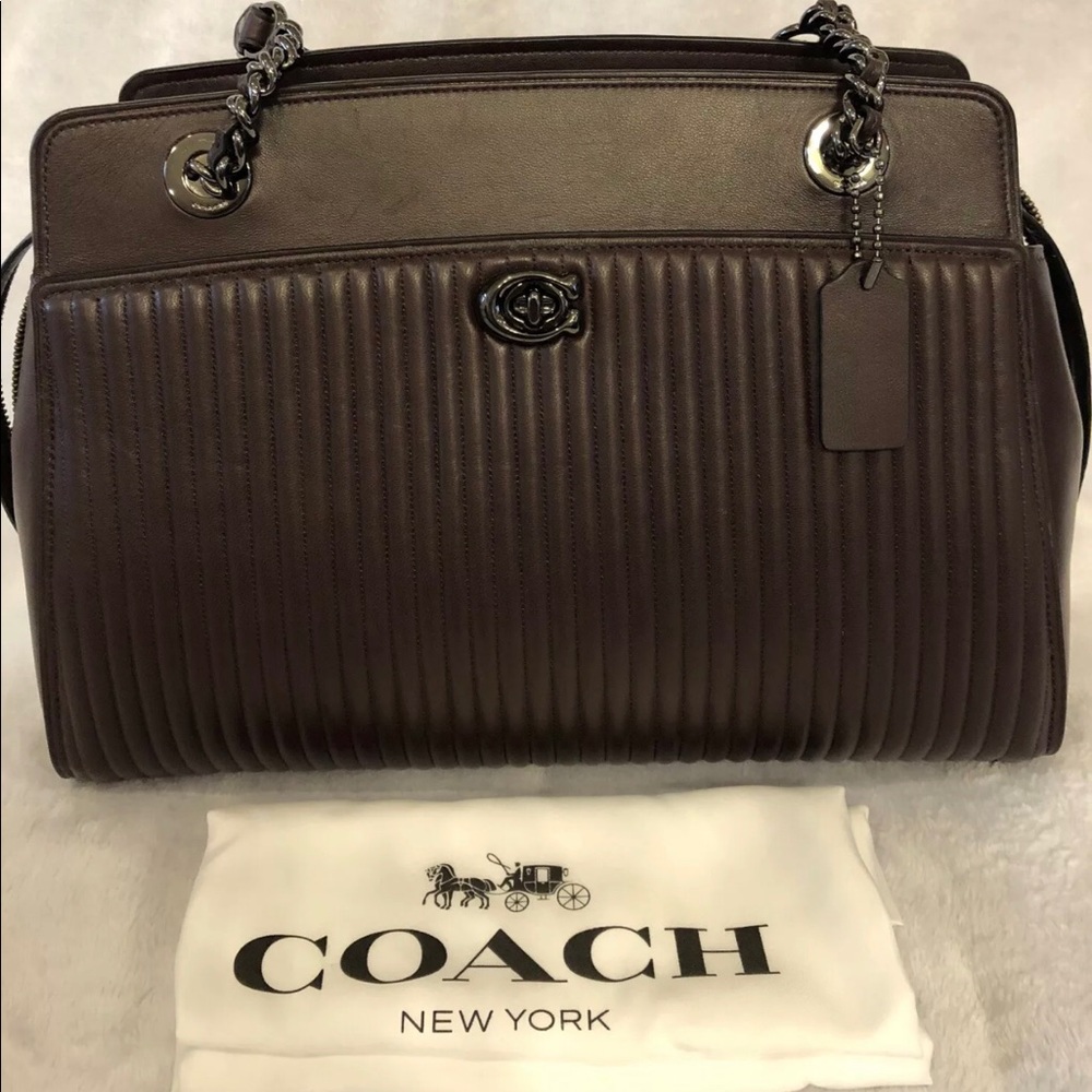 COACH GM OXB Leather Quilted Parker Carryall Tote